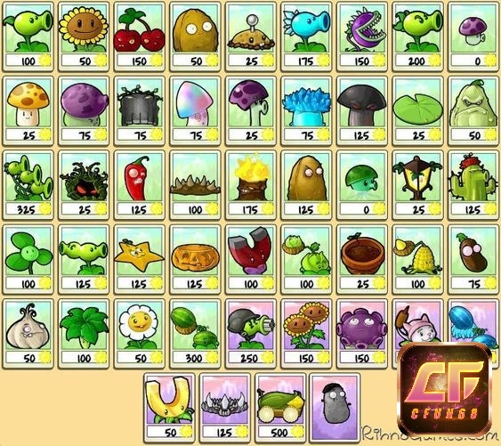 Các loại cây trong plants vs zombies 2