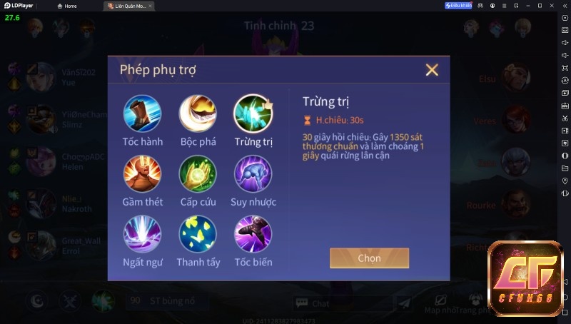 Anh em lựa chọn phép bổ trợ phù hợp với từng trận đấu và cả vị trí mà mình đảm nhận