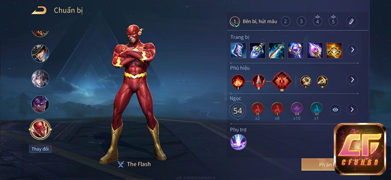 Bảng ngọc, trang bị và phép bổ trợ dành cho The Flash liên quân