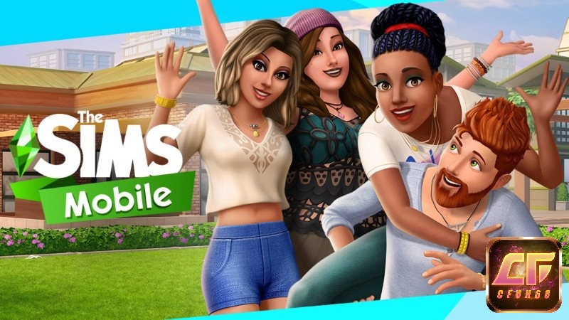 Nhân vật trong The Sims Mobile đang tương tác và xây dựng ngôi nhà mơ ước